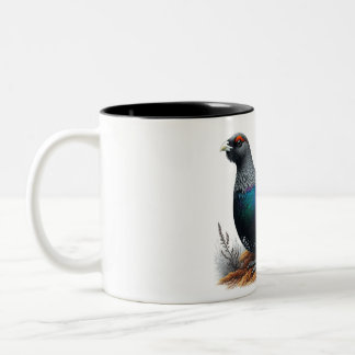 Tasse 2 Couleurs Capercaillie écossais en bruyère. Stylet et encre