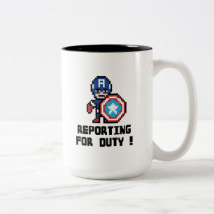 Tasse 2 Couleurs Capitaine America 8 bits - Présentation au devoir 