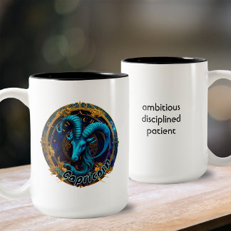 Tasse 2 Couleurs Capricorne bleu et or Aquarelle Zodiac