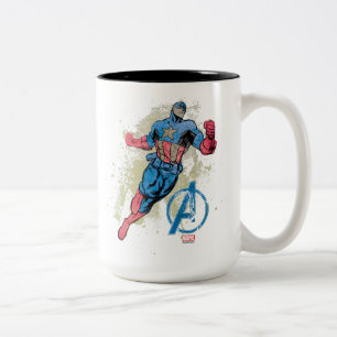 Tasse 2 Couleurs Captain America Avenger Grunge Graphique