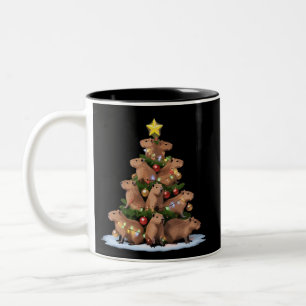 Tasse 2 Couleurs Capybara Cadeau Arbre de Noël Funny Xmas Capy
