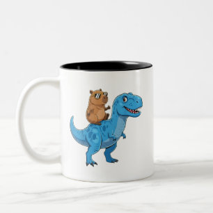 Tasse 2 Couleurs Capybara Mignon Drôle à Cheval sur un Dinosaure T