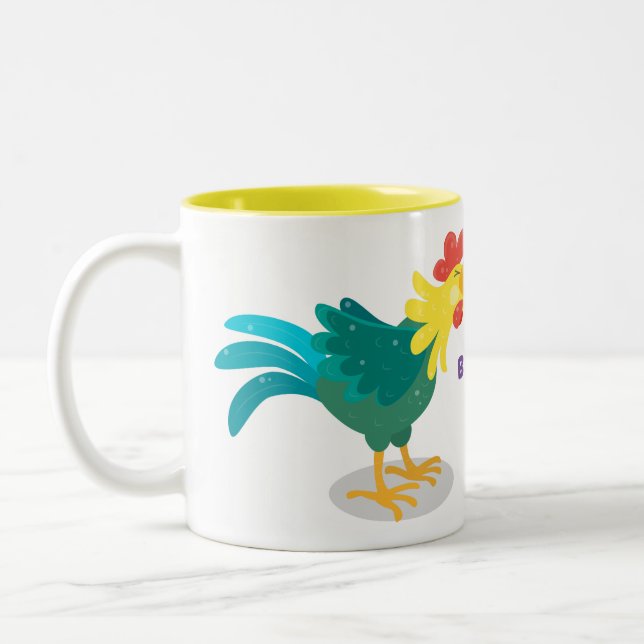 Tasse 2 Couleurs Caricature amusante du coq à rames (Gauche)