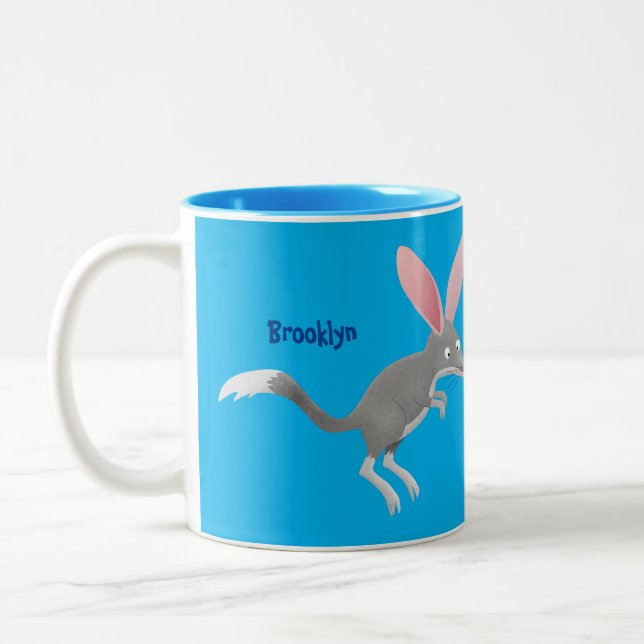 Tasse 2 Couleurs Caricature de bilby australien très heureuse (Gauche)