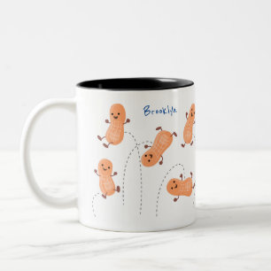 Tasse 2 Couleurs Caricature de cacahuètes joyeux sautillant
