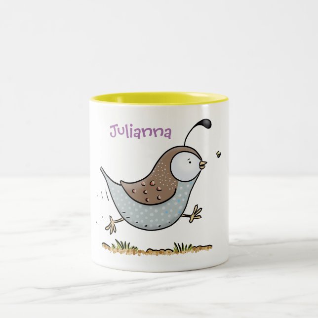 Tasse 2 Couleurs Caricature de caille mignonne (Centre)