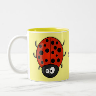 Tasse 2 Couleurs Caricature de coccinelle rouge joyeux