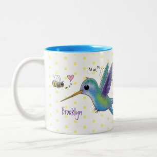Tasse 2 Couleurs Caricature de colibri d'abeille mignonne