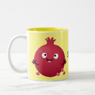 Tasse 2 Couleurs Caricature de fruits à la grenade joyeux