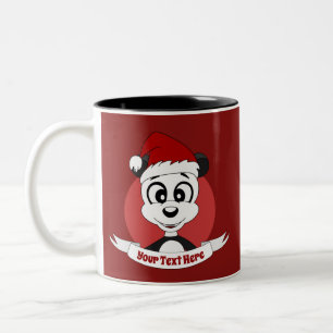 Tasse 2 Couleurs Caricature de Noël avec mignon ours en panda co