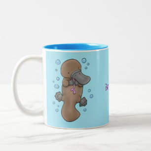 Tasse 2 Couleurs Caricature de platypus bébé très heureuse