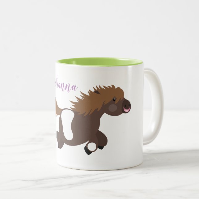 Tasse 2 Couleurs Caricature de poney de schetland marrant (Devant droit)