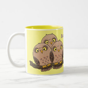 Tasse 2 Couleurs Caricature en trio de chouette