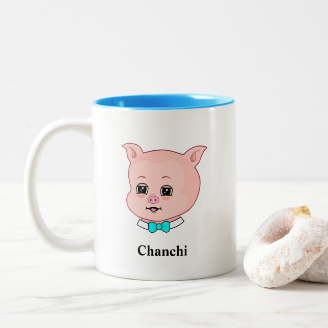 Tasse 2 Couleurs Caricature et calligraphie (Avec donut)