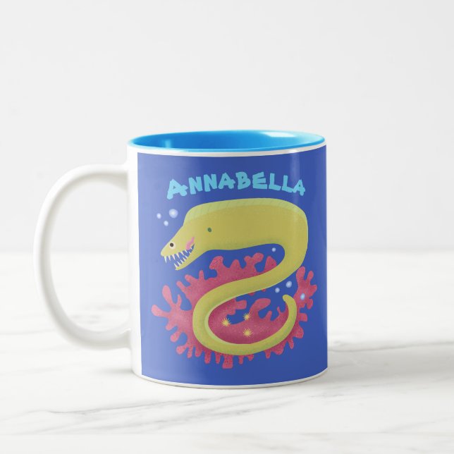 Tasse 2 Couleurs Caricature humoristique murène verte (Gauche)