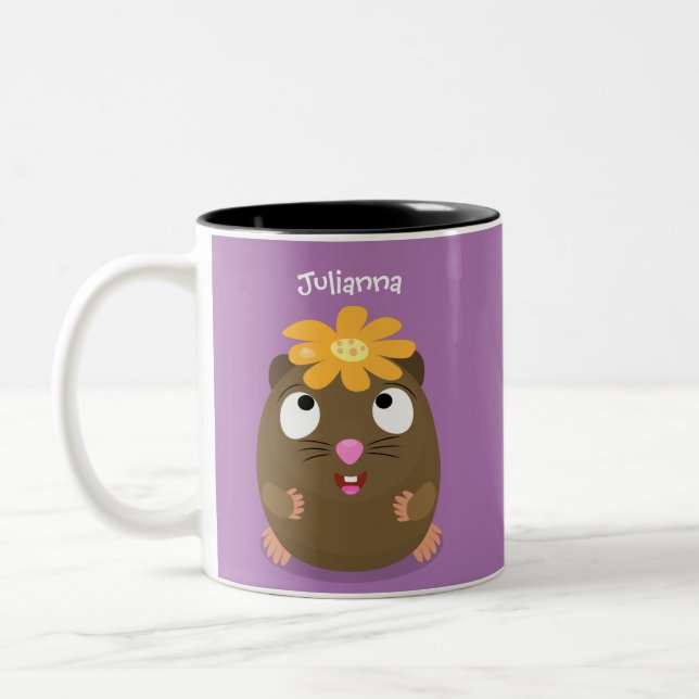 Tasse 2 Couleurs Caricature joyeuse de cobaye mignonne (Gauche)