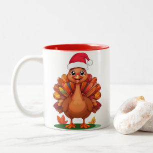 Tasse 2 Couleurs Caricature joyeuse Turquie portant le chapeau du P