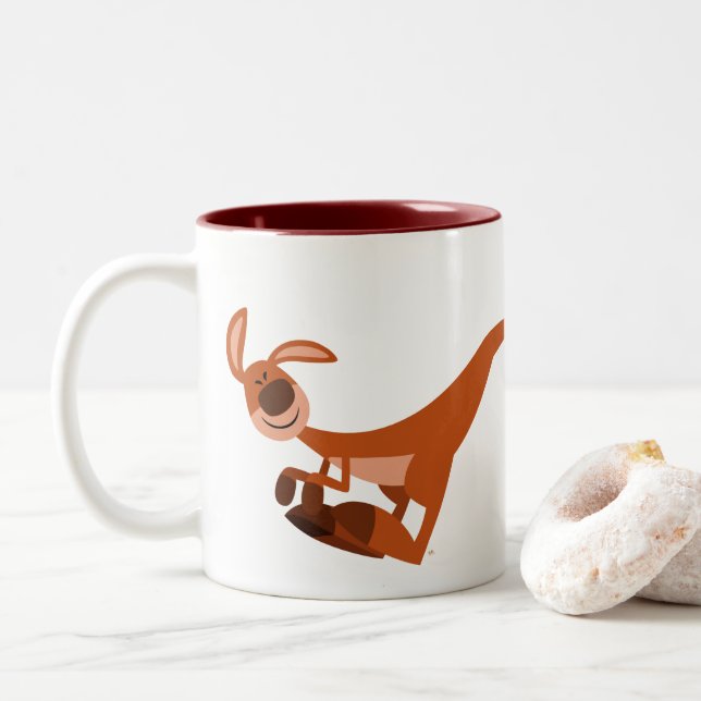 Tasse 2 Couleurs Caricature mignonne bondissant Kangaroo (Avec donut)