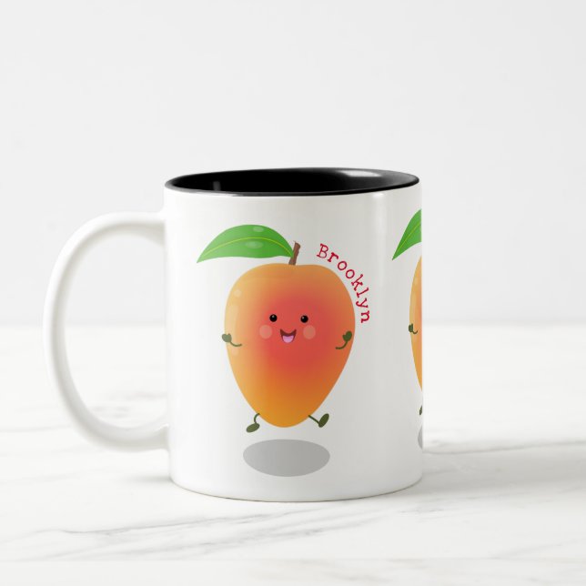 Tasse 2 Couleurs Caricature mignonne de mangue joyeuse (Gauche)