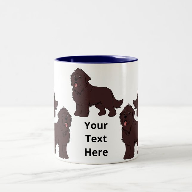 Tasse 2 Couleurs Caricature sur mesure marron terre-neuve (Centre)