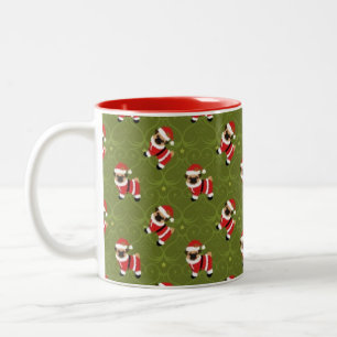 Tasse 2 Couleurs Carlin de Noël dans le costume de père Noël ave