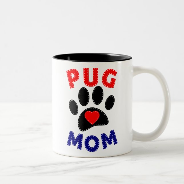 Tasse 2 Couleurs Carlin Maman Chien Maman Dessin (Droit)