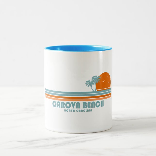 Tasse 2 Couleurs Carova Beach Caroline du Nord Sun Palm Trees (Centre)