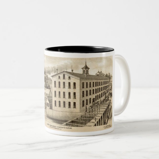 Tasse 2 Couleurs Carpentersville Illinois Iron and Bolt Co. 1871 (Devant droit)