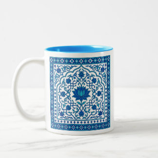 Tasse 2 Couleurs Carreau de mandala Lotus Bleu