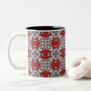 Tasse 2 Couleurs Carreaux répétés rouge noir gris et blanc