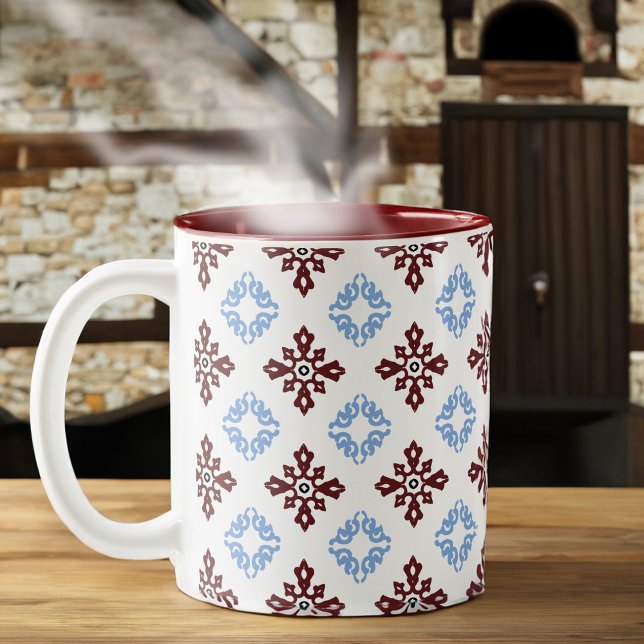 Tasse 2 Couleurs Carreaux rouges et bleus polonais (Créateur téléchargé)