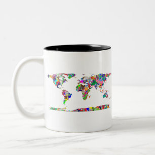 Tasse 2 Couleurs Carte Abstraite du monde coloré 2