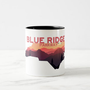 Tasse 2 Couleurs Carte de Blue Ridge Parkway North Carolina