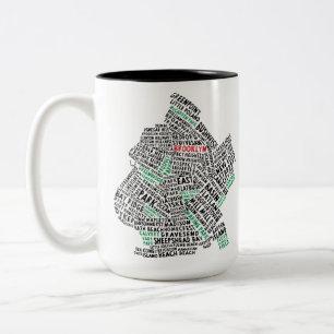 Tasse 2 Couleurs Carte de typographie de Brooklyn NYC