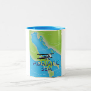 Tasse 2 Couleurs Carte de vol de la mer Adriatique