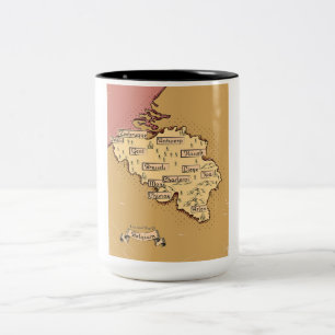 Tasse 2 Couleurs Carte de voyage Belgique Vintage