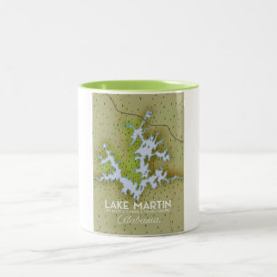 Tasse 2 Couleurs Carte des affiches de voyage du lac Martin Alabama