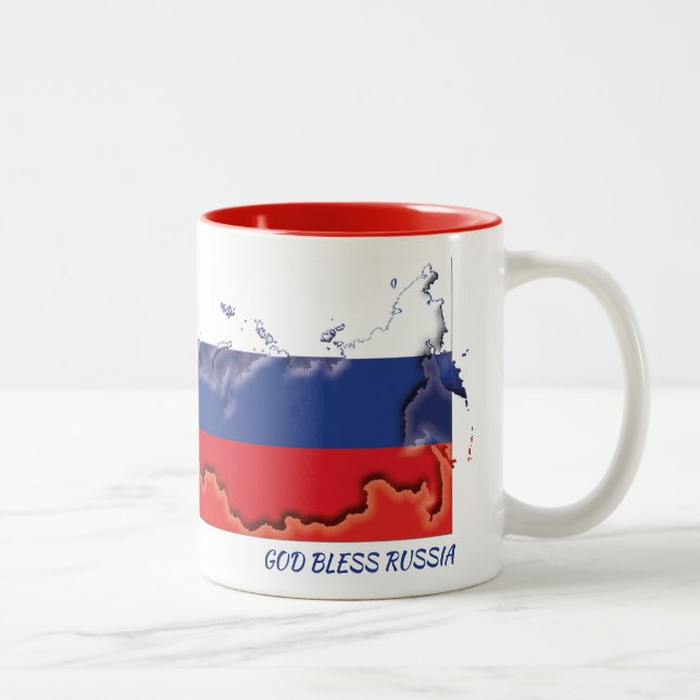 Tasse 2 Couleurs CARTE DRAPEAU RUSSE Écriture Customisée (Droit)