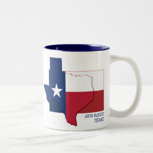 Tasse 2 Couleurs CARTE DRAPEAU TEXAS Dieu béni les écritures Custom