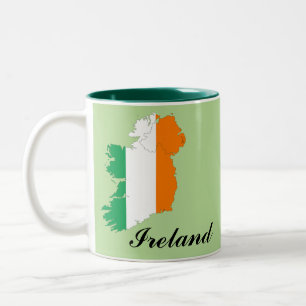 Tasse 2 Couleurs Carte du drapeau irlandais