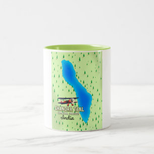 Tasse 2 Couleurs Carte du lac indien de Chandra Taal Himachal Prade