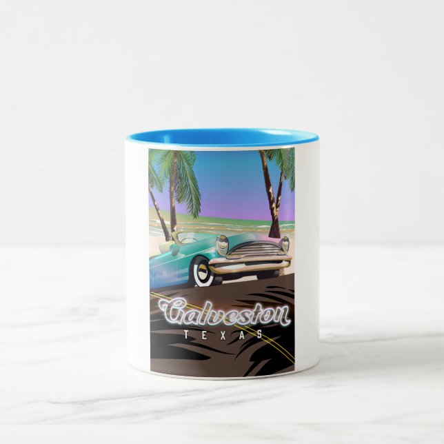 Tasse 2 Couleurs Carte Galveston Island Texas USA (Centre)
