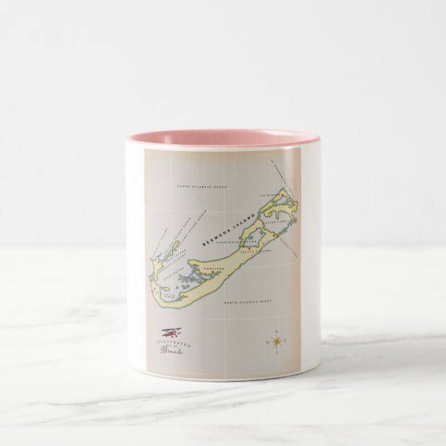 Tasse 2 Couleurs Carte illustrée des Bermudes (Centre)