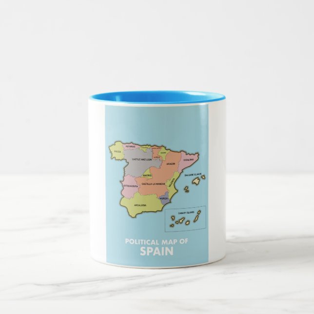 Tasse 2 Couleurs Carte politique de l'Espagne. (Centre)