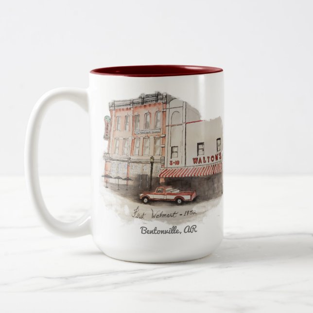 Tasse 2 Couleurs Carte postale Bentonville Arkansas Walmart (Gauche)