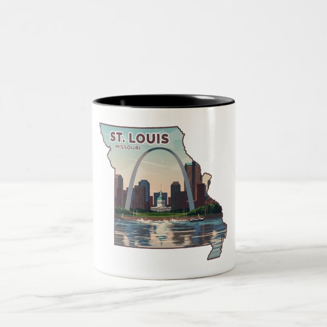 Tasse 2 Couleurs Carte Saint-Louis Missouri (Centre)