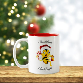 Tasse 2 Couleurs Carton de Noël d'abeille Joyeux