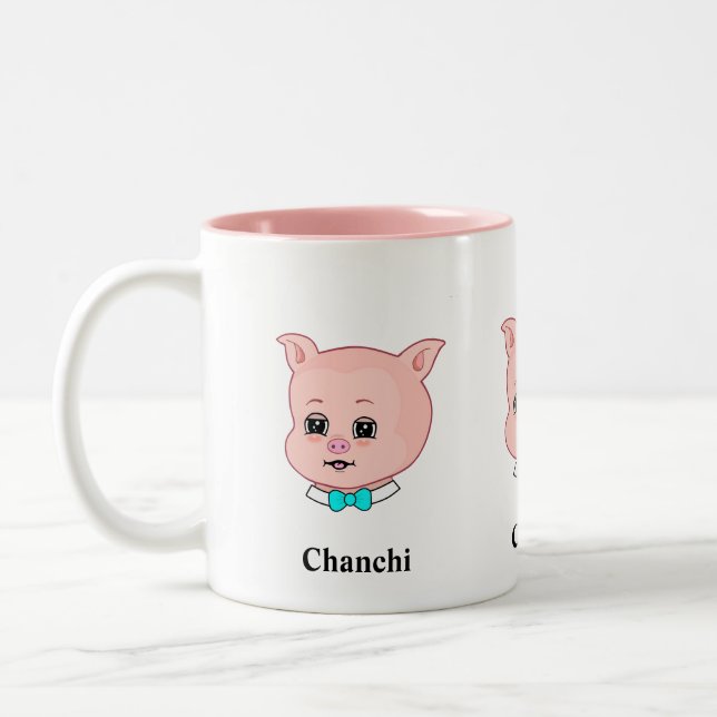 Tasse 2 Couleurs Carton de porc mignon Chanchi (Gauche)