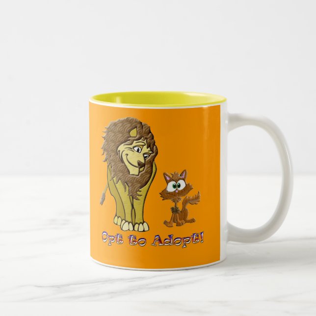 Tasse 2 Couleurs Carton Lion & Kitty (Droit)