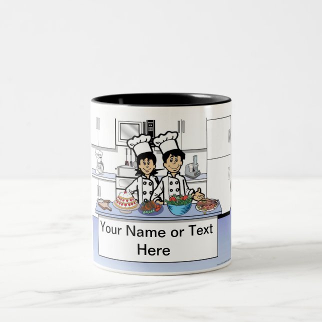 Tasse 2 Couleurs Carton personnalisé Chef Couple (Centre)